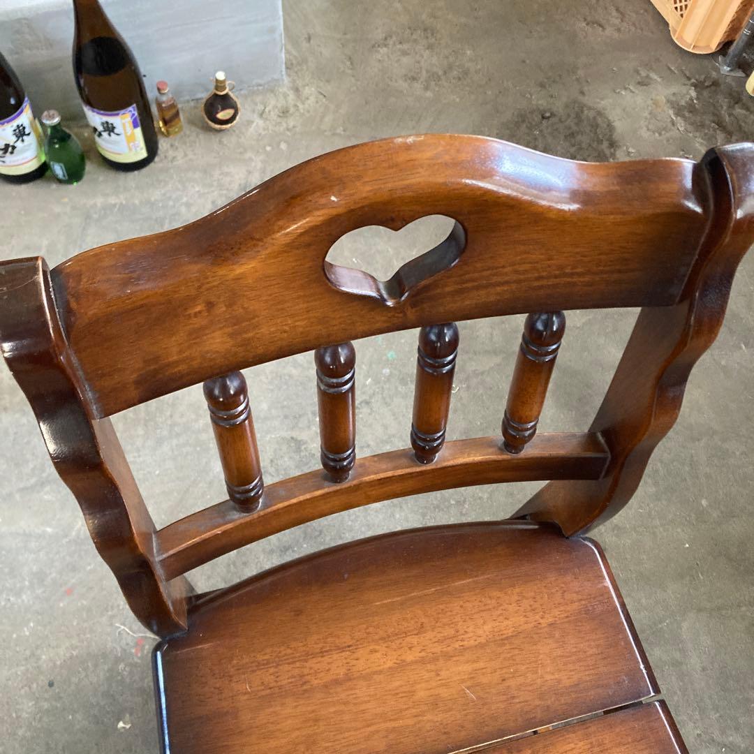 C ナガノインテリア 天然木 椅子 ハートマーク カントリー調