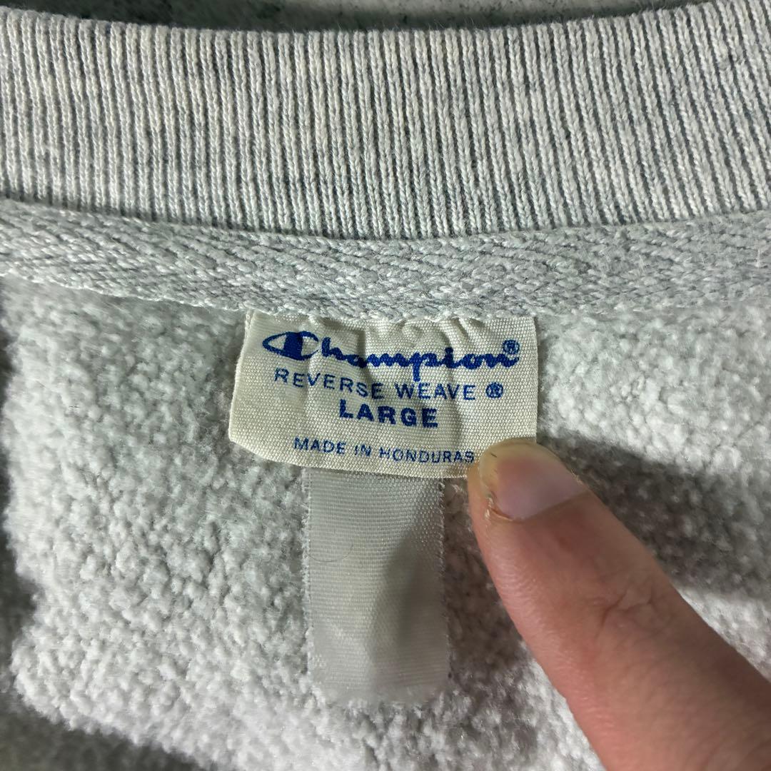 00s- Championリバースウィーブ 染み込みカレッジロゴクラッシュ短丈