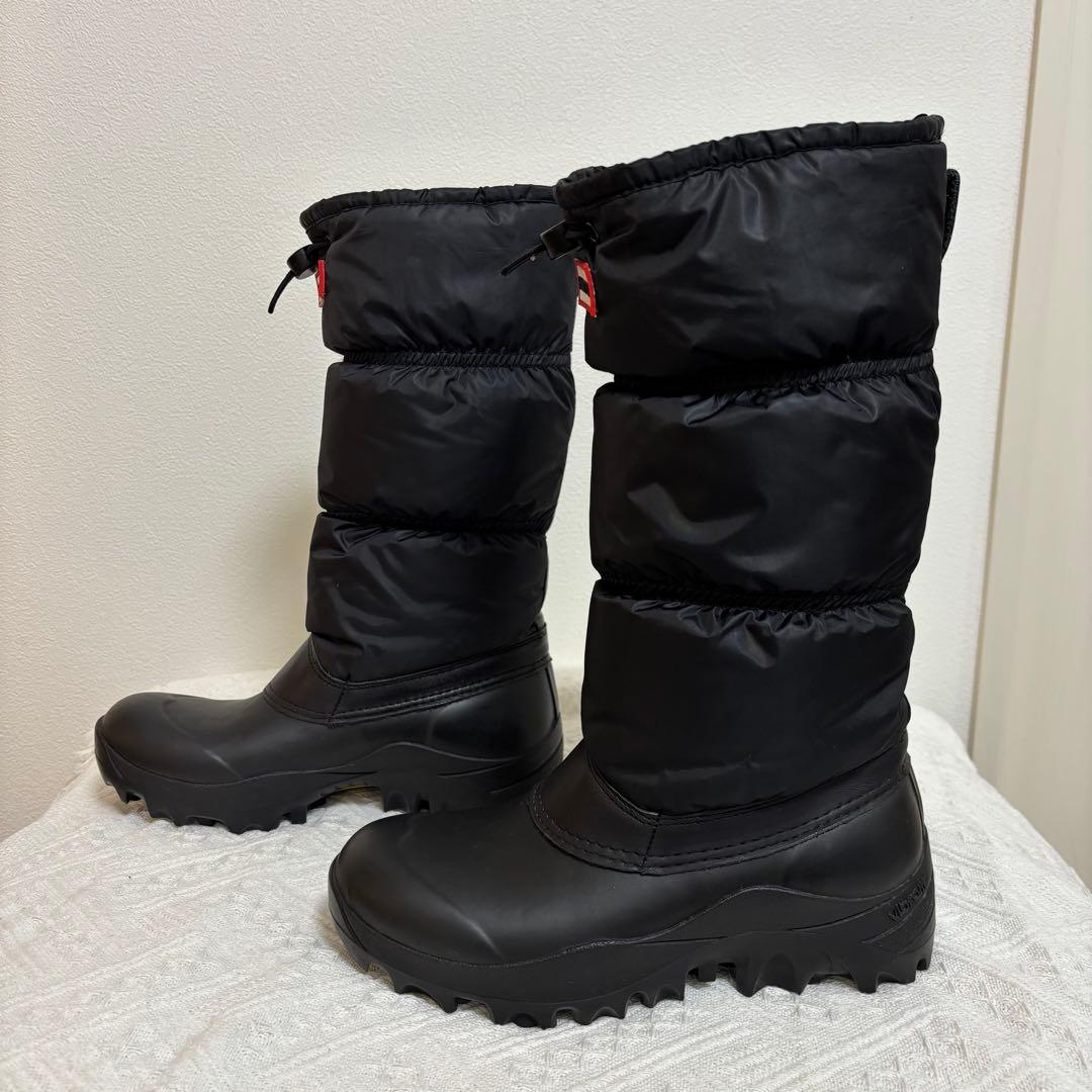 美品HUNTER☆UK4スノーキルトブーツ 黒ハンター23~23.5スノーブーツ