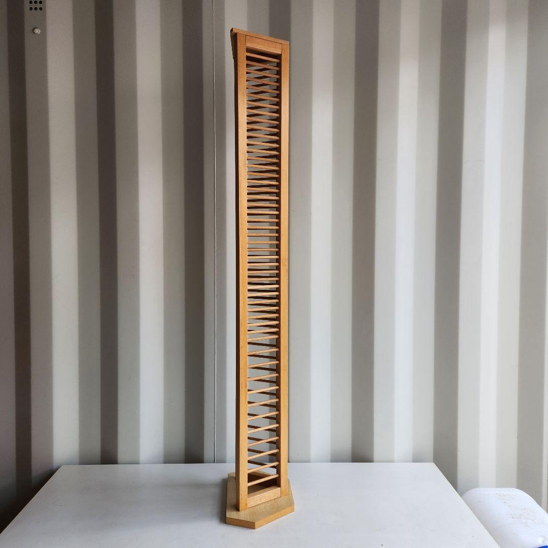 希少 ヴィンテージ 木製　CDラック CDタワー 128.5cm 天然木