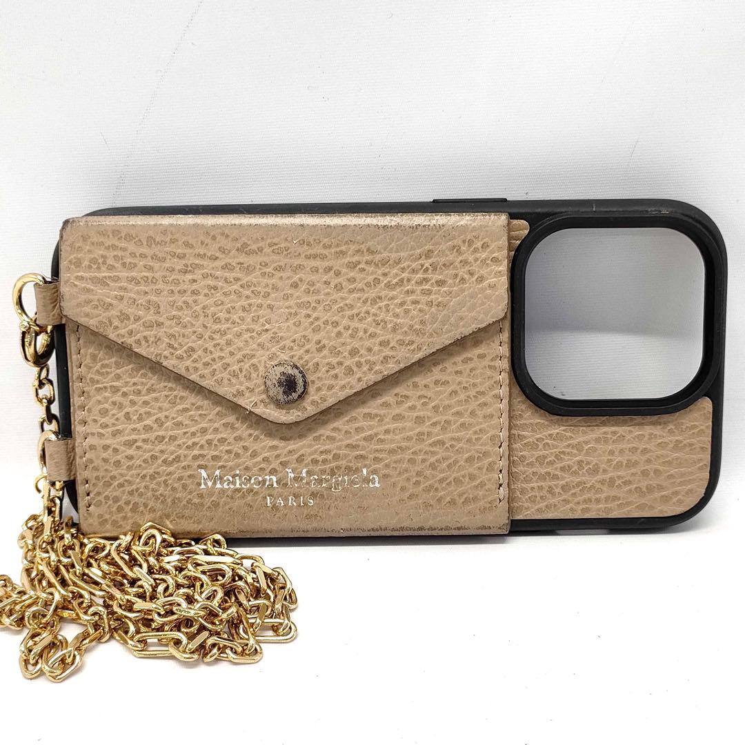 メゾンマルジェラ iPhoneケース 14 Pro対応 チェーンストラップ付き