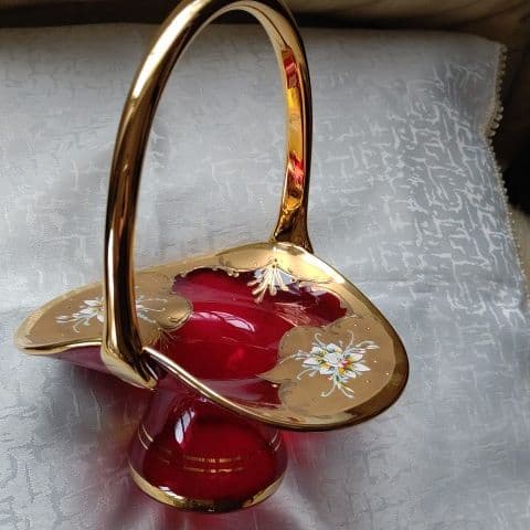 美品☆ムラノガラス 赤 金彩 24K ヴェネチアン イタリア製