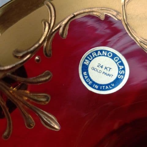 美品☆ムラノガラス 赤 金彩 24K ヴェネチアン イタリア製