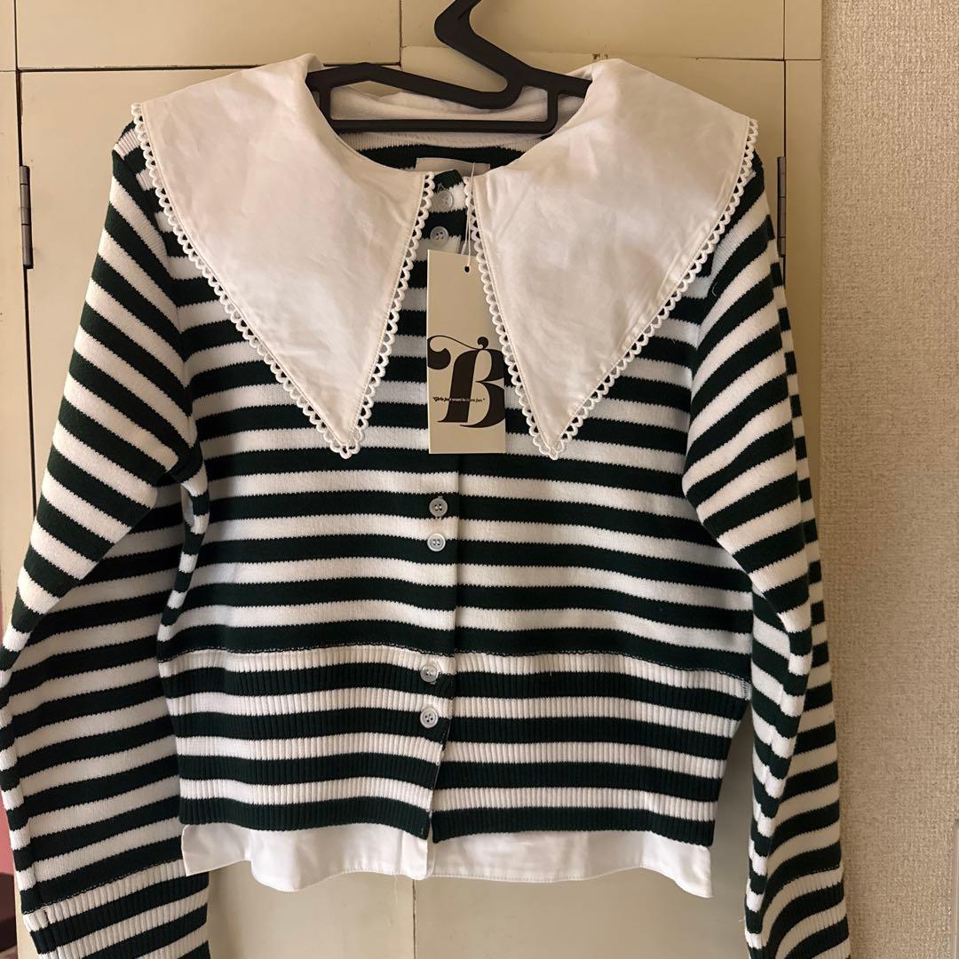 bibiy限定色正規品ストライプ柄長袖カーディガン