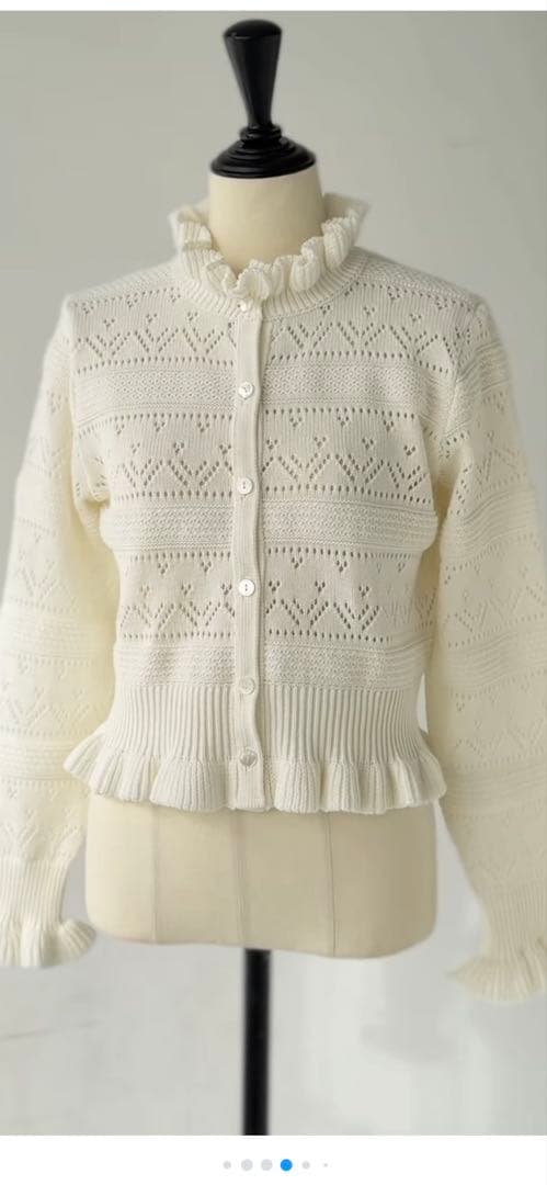 極美品♡trefle+1 ハートクロシェカーディガン　ホワイト