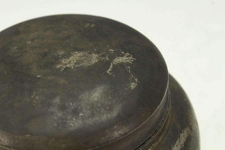 中国美術 煎茶 唐物 古錫 茶入 尚天泰造 時代物 古美術(K-YC457)