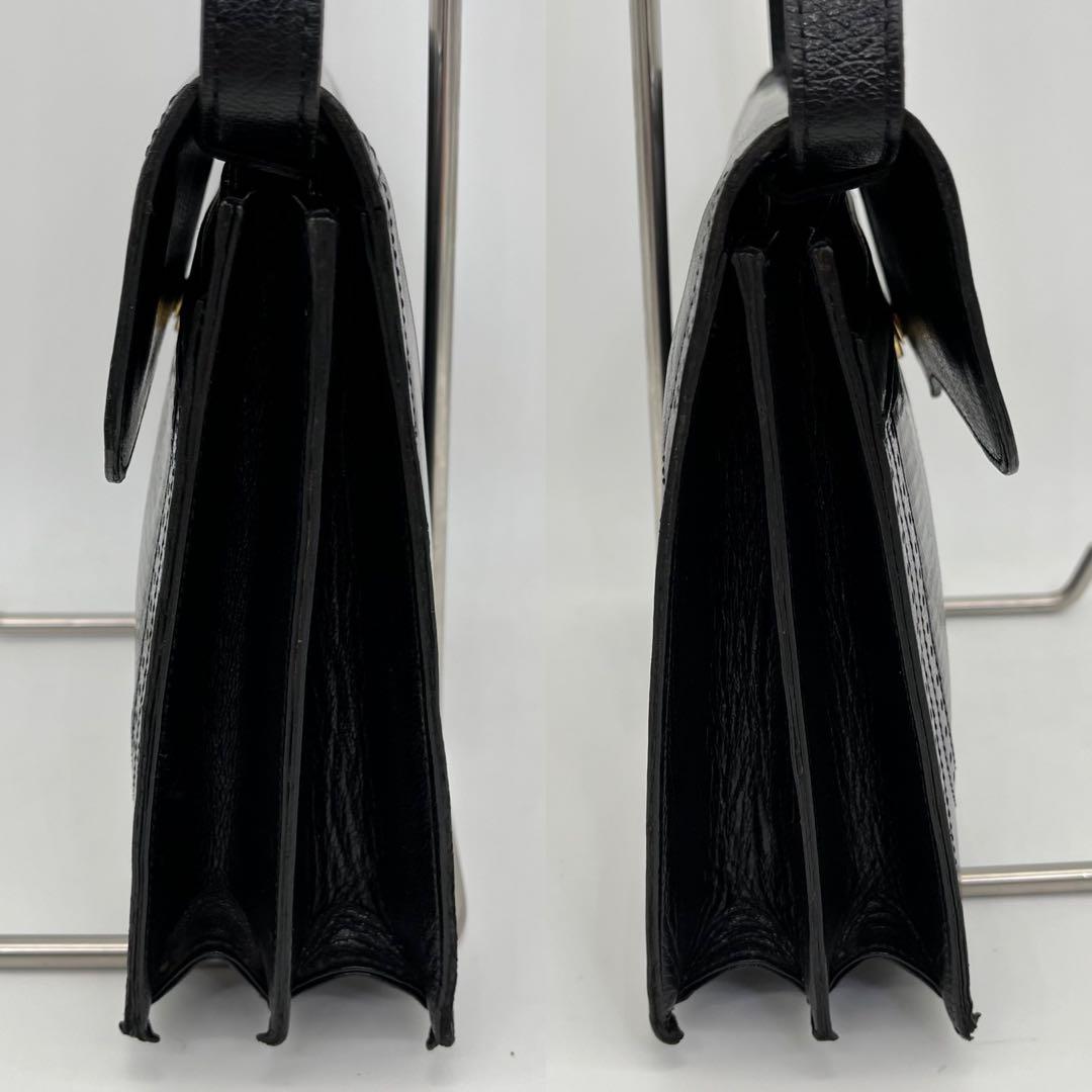 【美品】イヴサンローラン ワンショルダーバッグ 肩掛け リザード型押し 黒