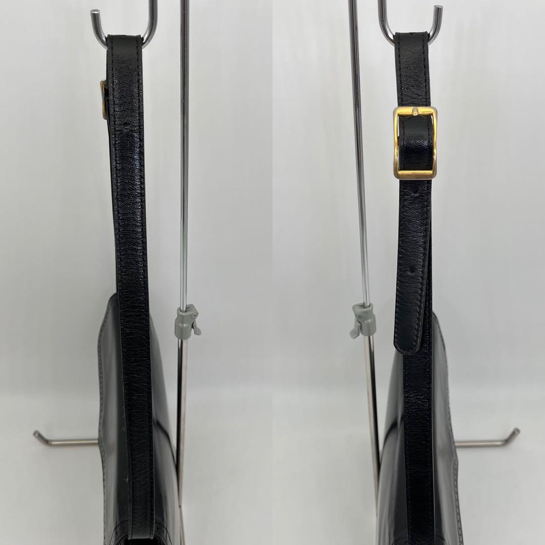 【美品】イヴサンローラン ワンショルダーバッグ 肩掛け リザード型押し 黒