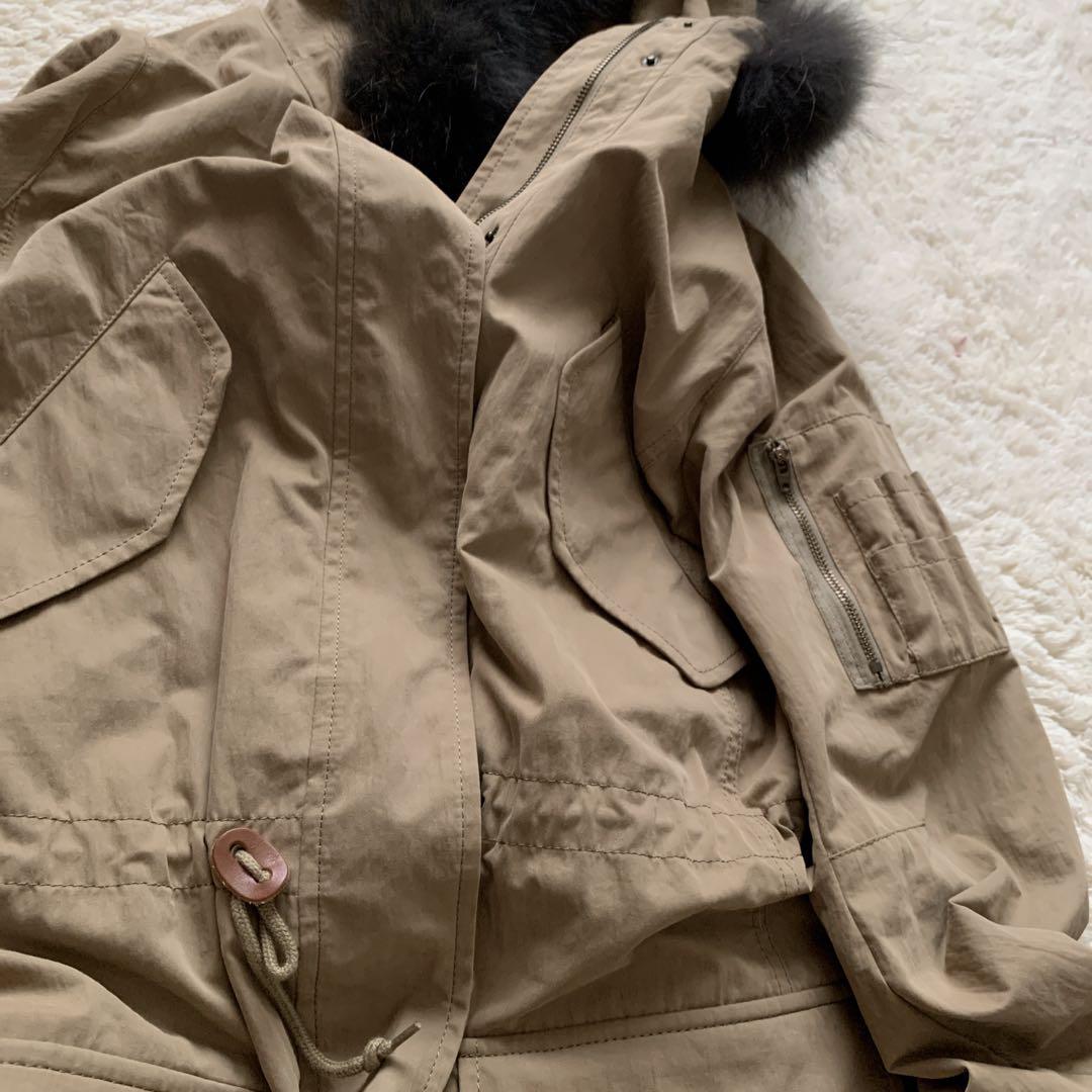 23区 モッズコート ベージュ サイズ44 ラクーンファー　ダブルジップ