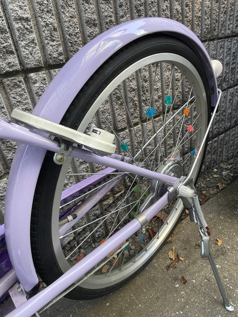 ブリヂストン　エコパル22インチ　自転車　パープル 花柄 バスケット付き　女の子