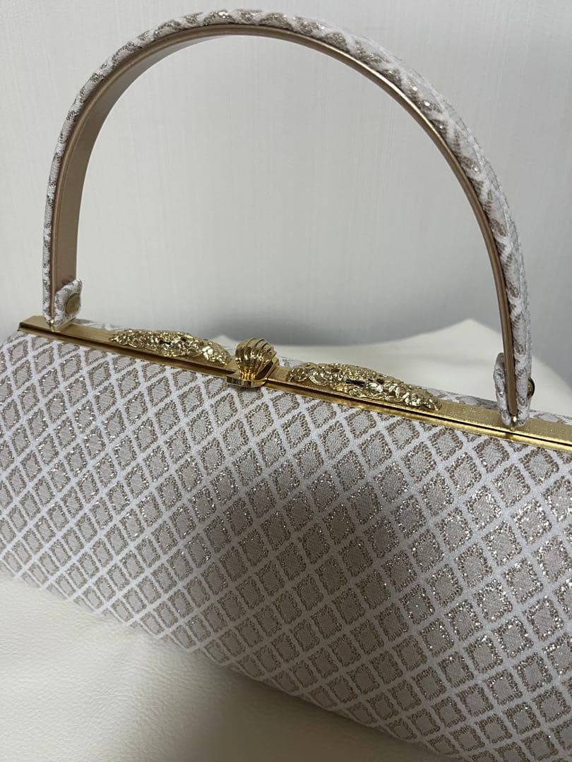 振り袖　バッグ草履セット　ホワイトゴールド