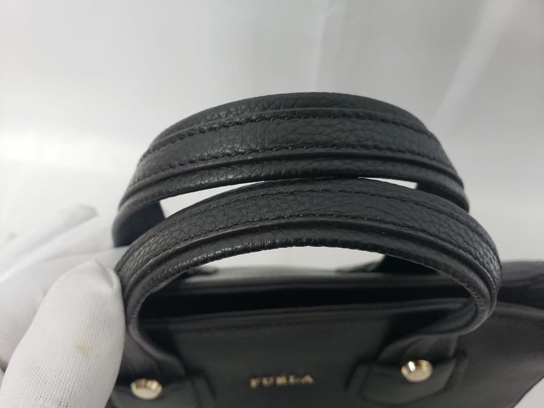 ［フルラ］2way レザーハンドバッグ　未使用品　黒　保存袋付き