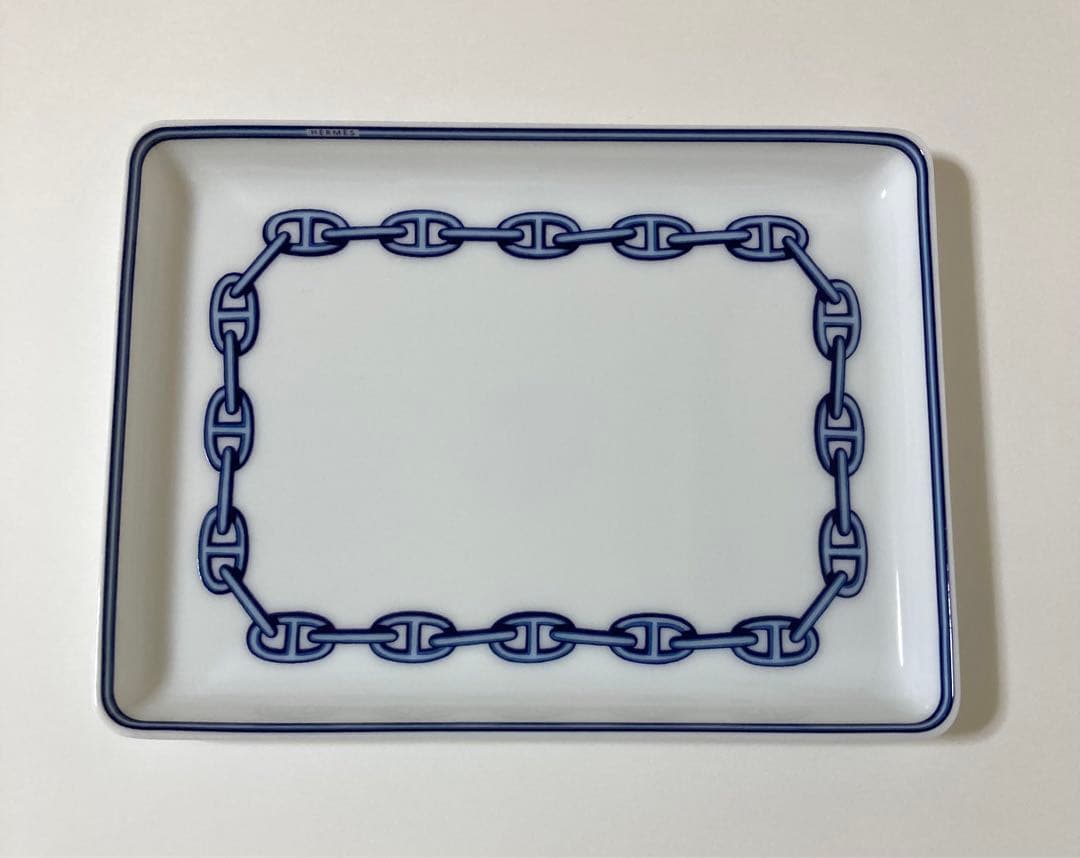エルメス　シェーヌダンクル　スクエアプレートHERMES陶器トレイ　ブランド食器