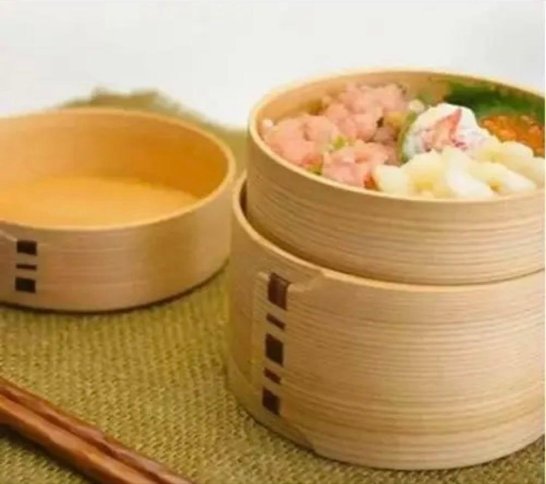 新品 大館曲げわっぱ 秋田杉弁当箱 二ツ重丸弁当