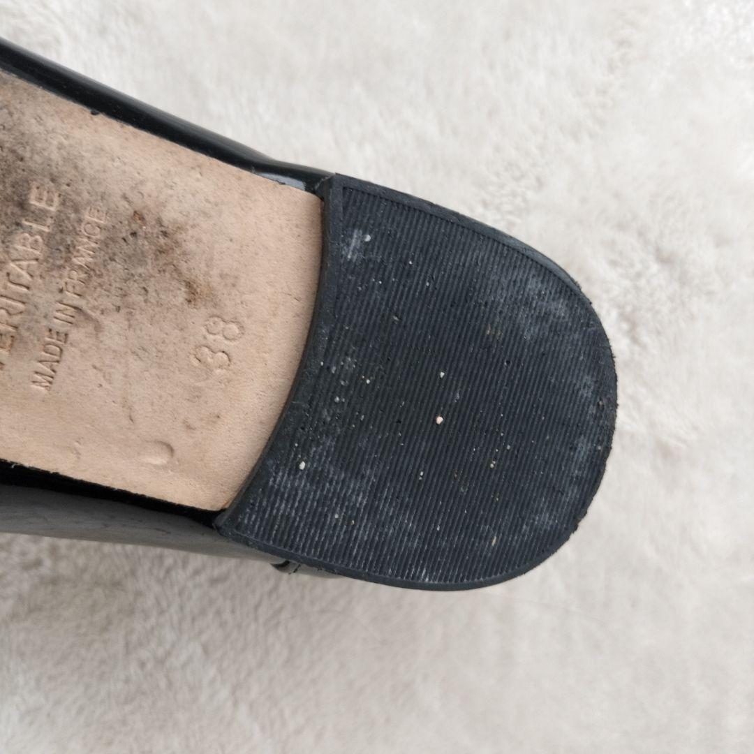 レペット　エナメル　フラットシューズ　ブラック　ベルト　サイズ38 ゴールド金具