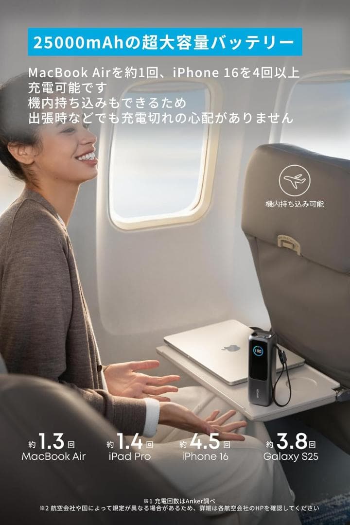 ANKER Power Bank 165W 25000mAh ブラック