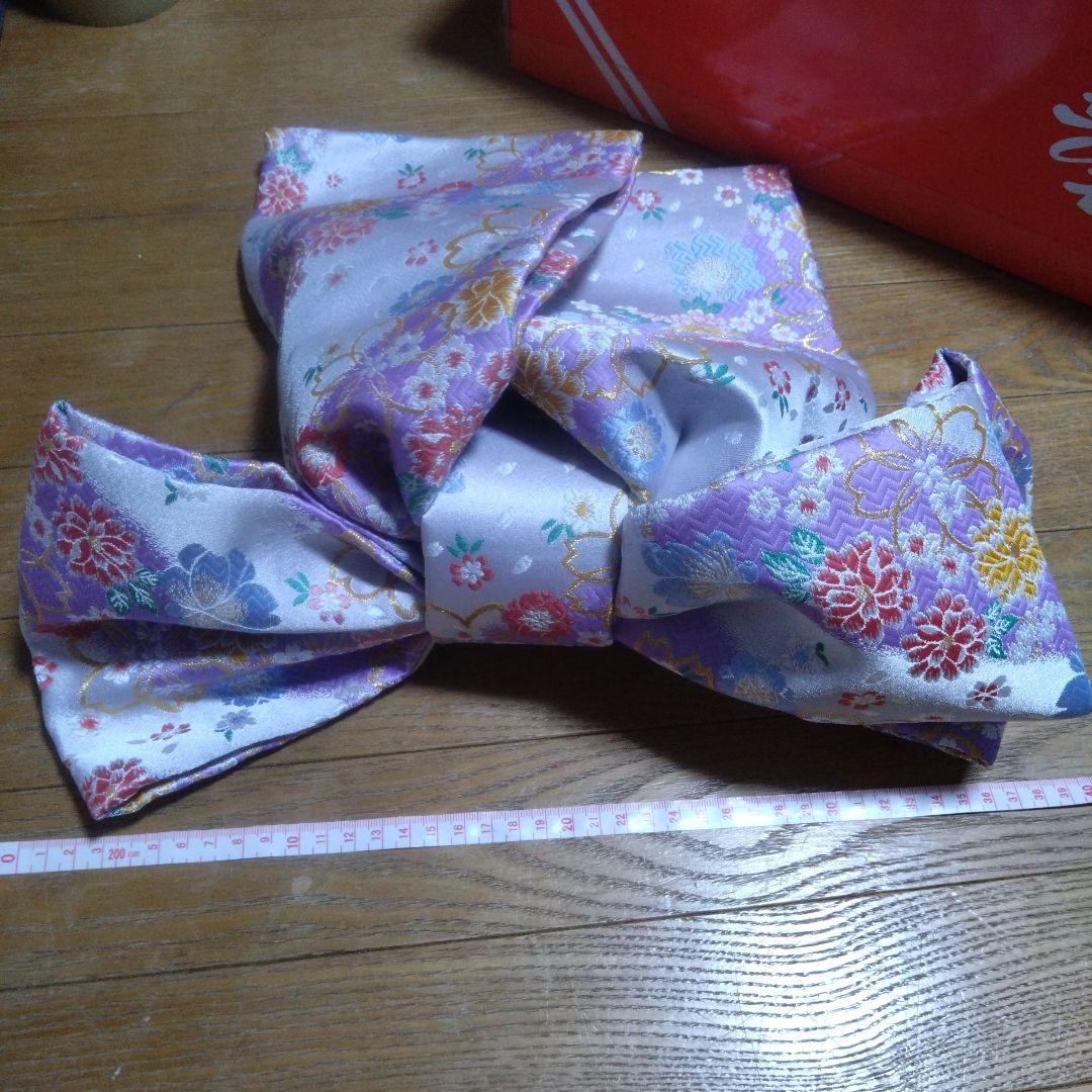 No.1未使用特大★上品銀紫グラデーション★作り帯