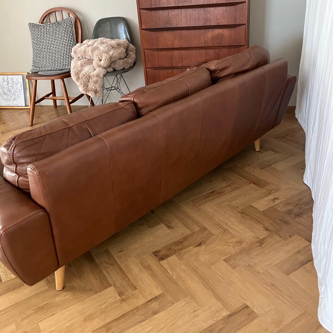 【送料込】unicoウニコ モルン レザーソファ3人掛け