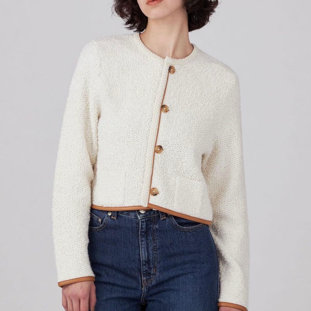 未使用　MACPHEE パイピング クルーネックカーディガン