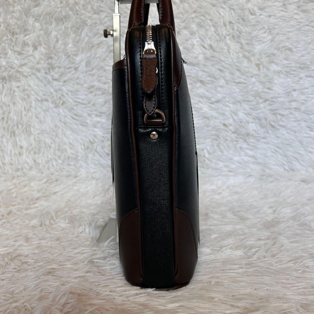 【新品未使用】FUJITAKA ビジネスバッグ 2way レザー 日本製 黒×茶