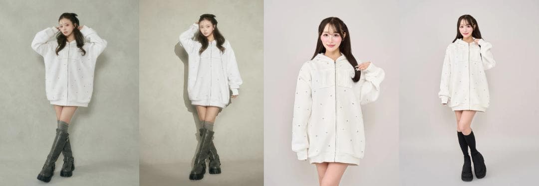 ダーリッチ darich DDロゴビジュージップパーカー ホワイト WHT