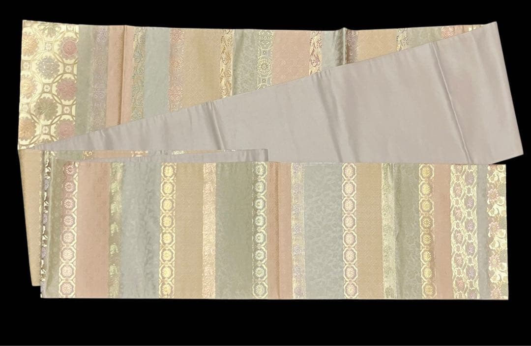 箔屋清兵衛 袋帯 双図柄 名物裂文様 全通 日本の心 共箱 未使用 白イ6306