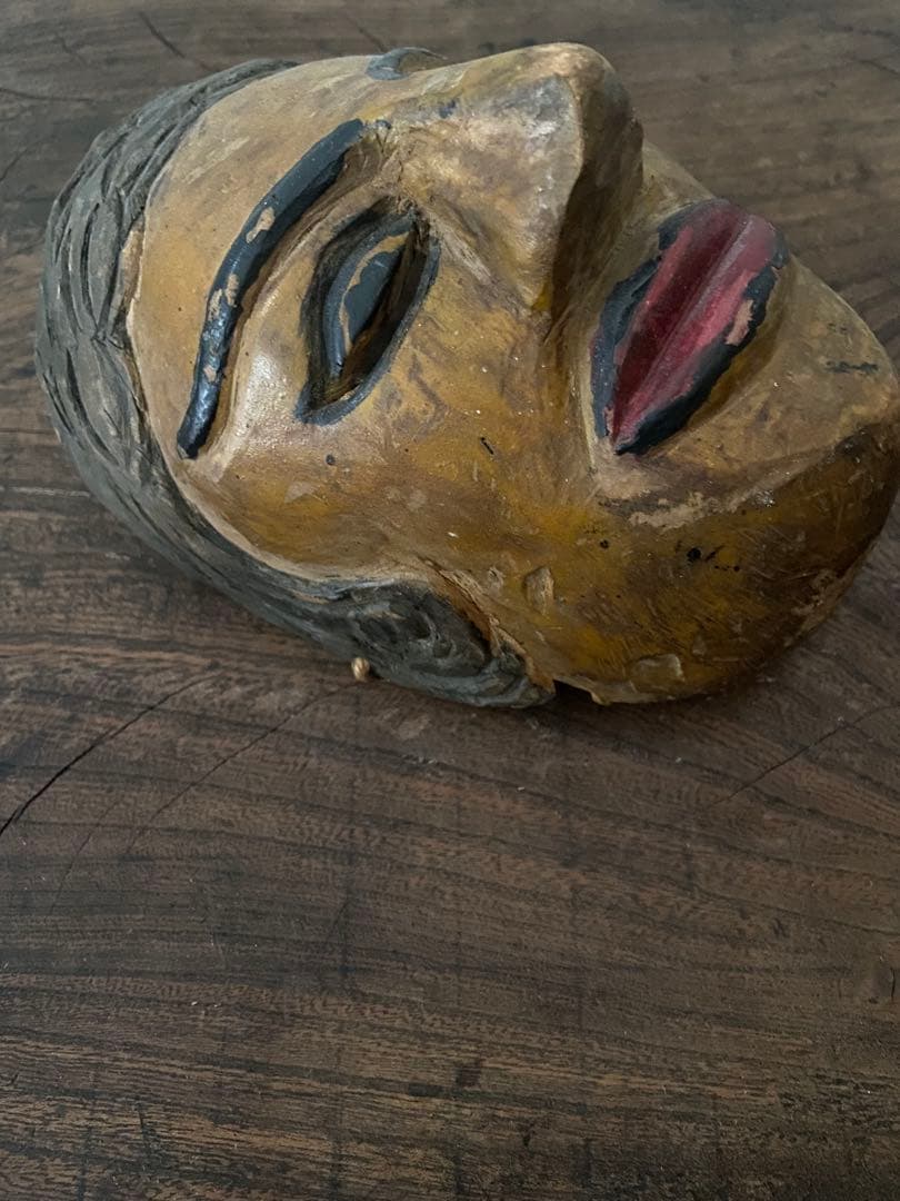 木彫 仮面 行道面 プリミティブマスク 古作 オブジェ