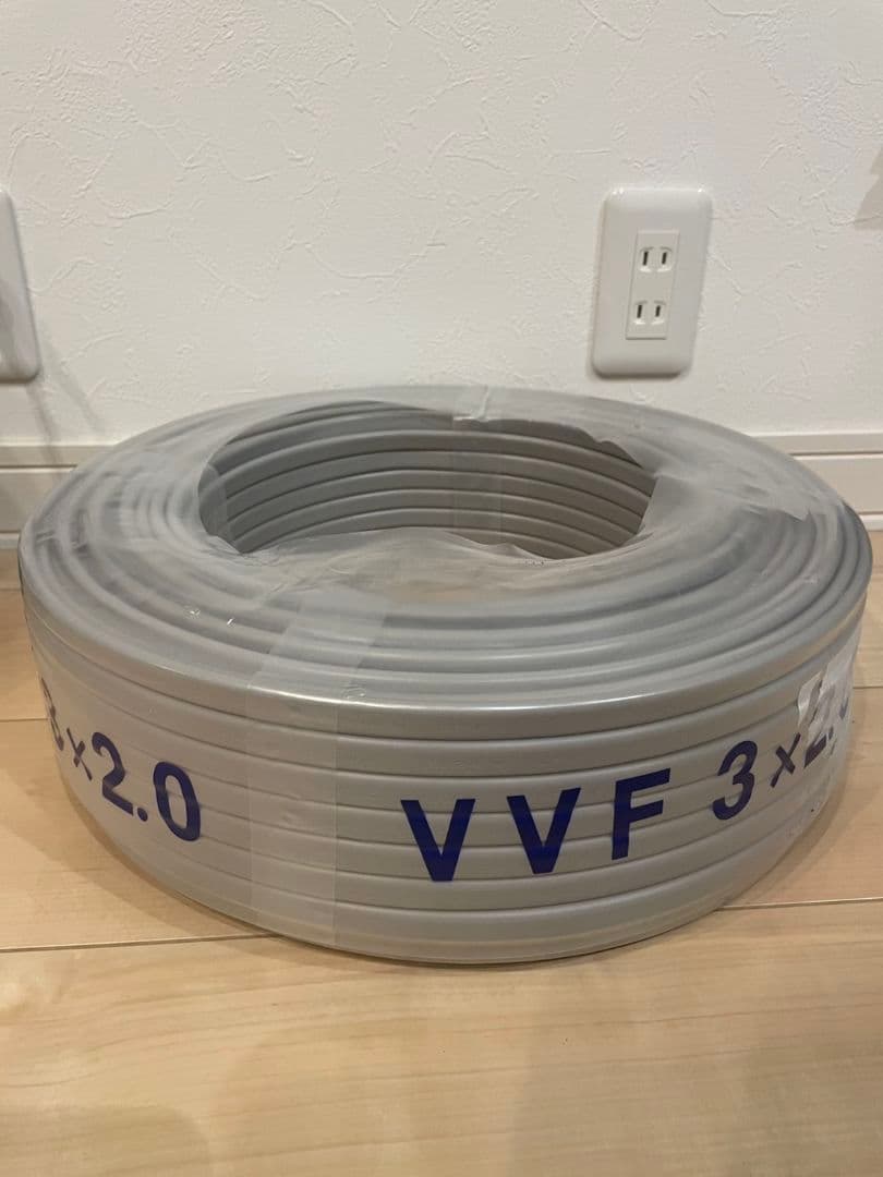ケーブル100m巻き　VVF2.0-3c 黒白赤