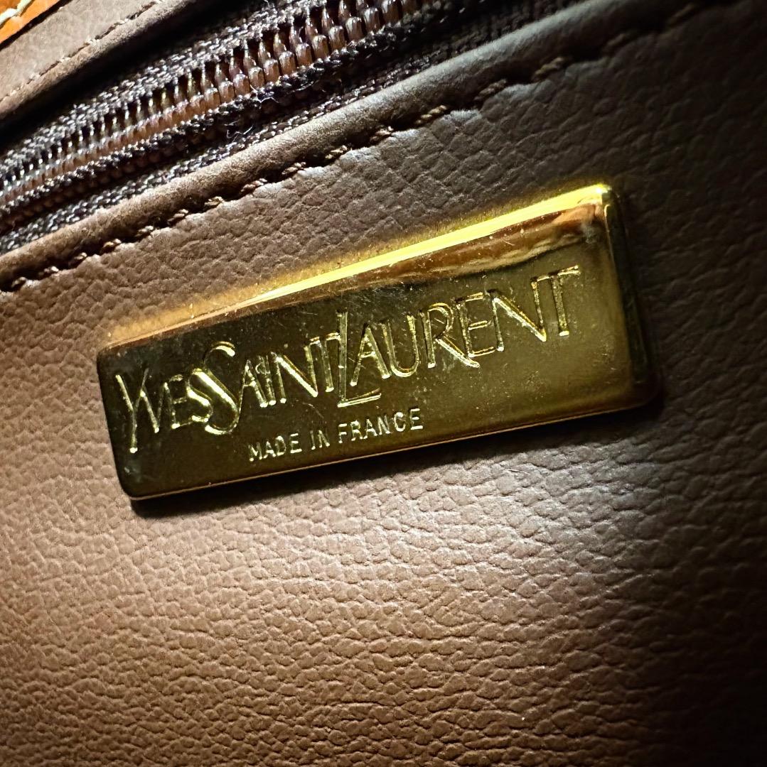 正規品 YSL イヴサンローラン ブラウン レザー ショルダーバッグ ビンテージ