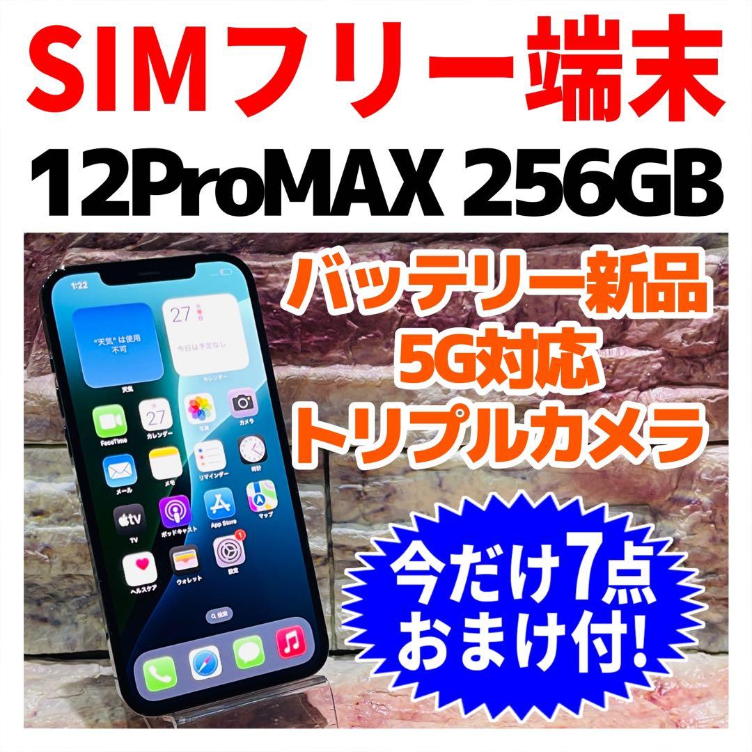 SIMフリー iPhone12ProMAX 256GB グラファイト 電池新品