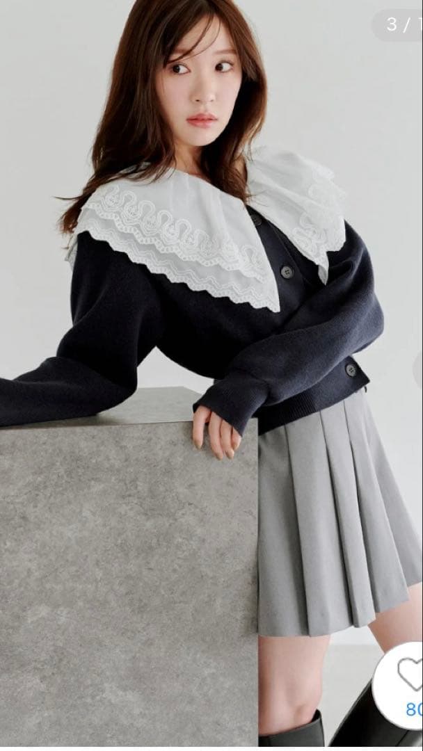 SNIDEL スナイデル　レースカラーニットプルオーバー