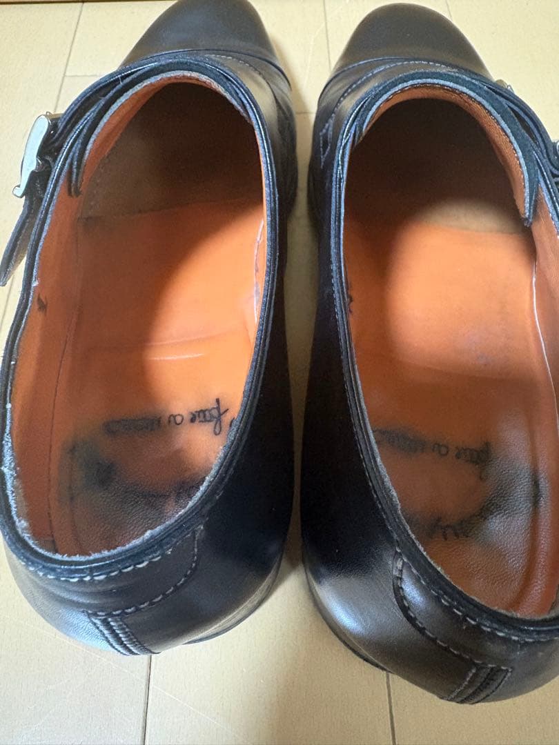 Santoni ダブルモンクストラップ 黒革靴 7.5