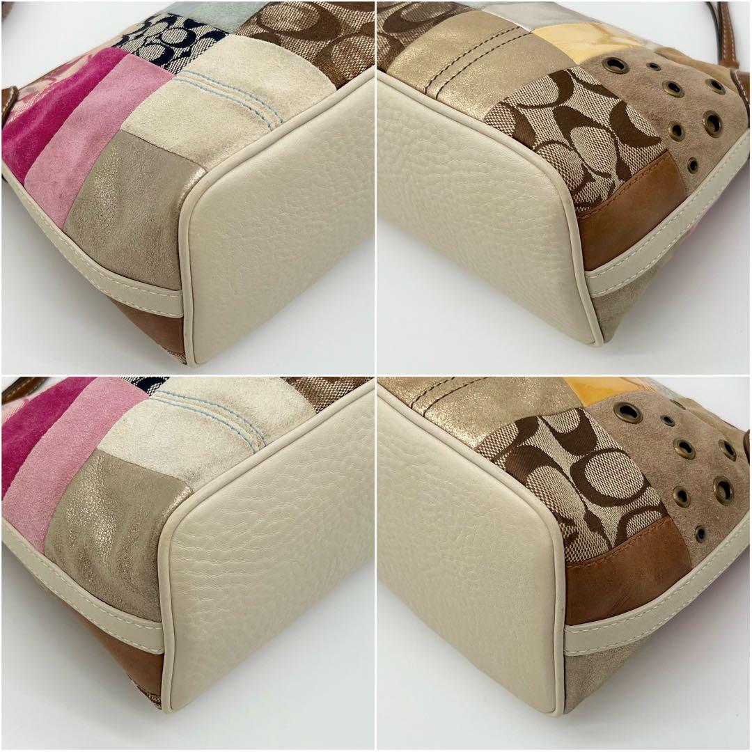 COACH アクセサリーポーチ ワンショルダー バッグ パッチワーク レザー