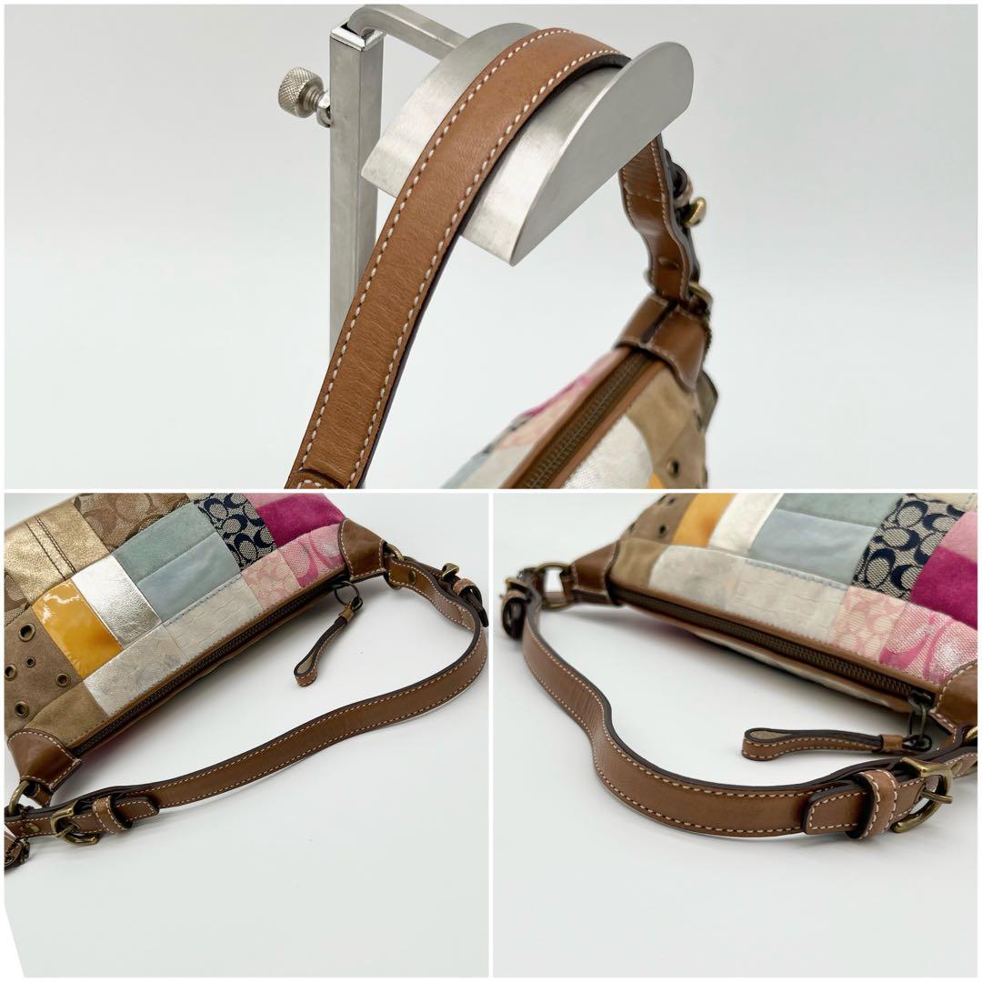COACH アクセサリーポーチ ワンショルダー バッグ パッチワーク レザー