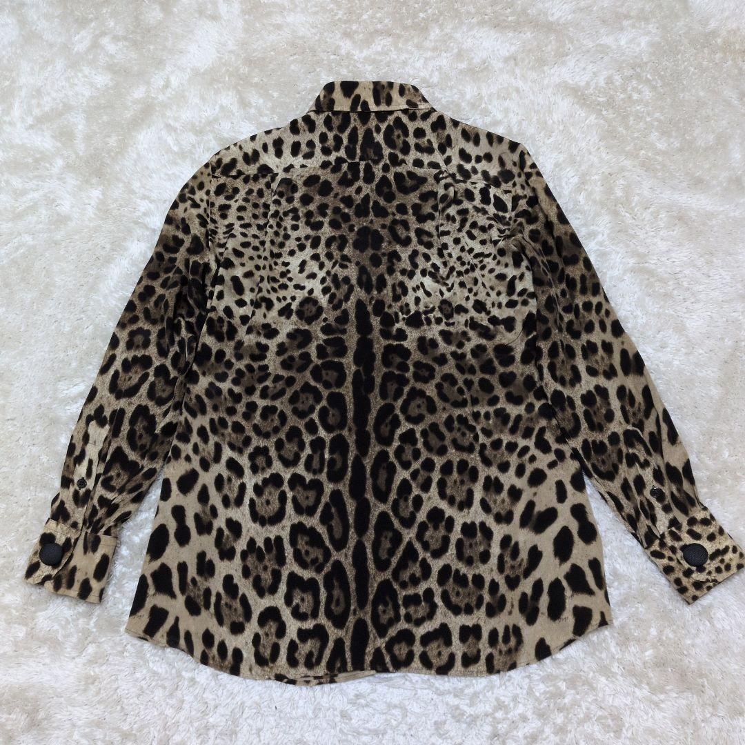 【極美品】DOLCE&GABBANA シルク100％ レオパード ヒョウ柄シャツ
