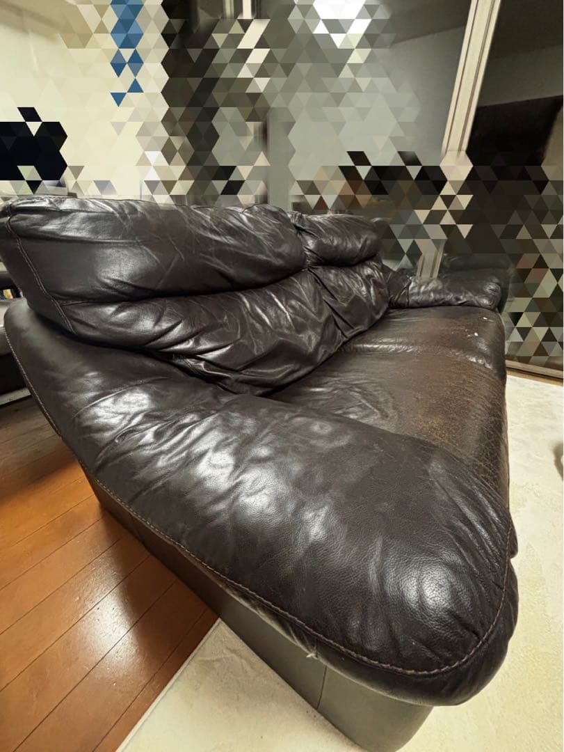 高級ソファ 本革 大塚家具 茶色 レザーワールド　3人サイズ