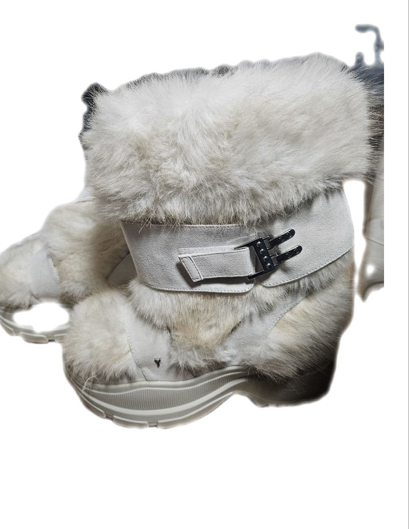 YELLO ファー付きロングブーツ ホワイト