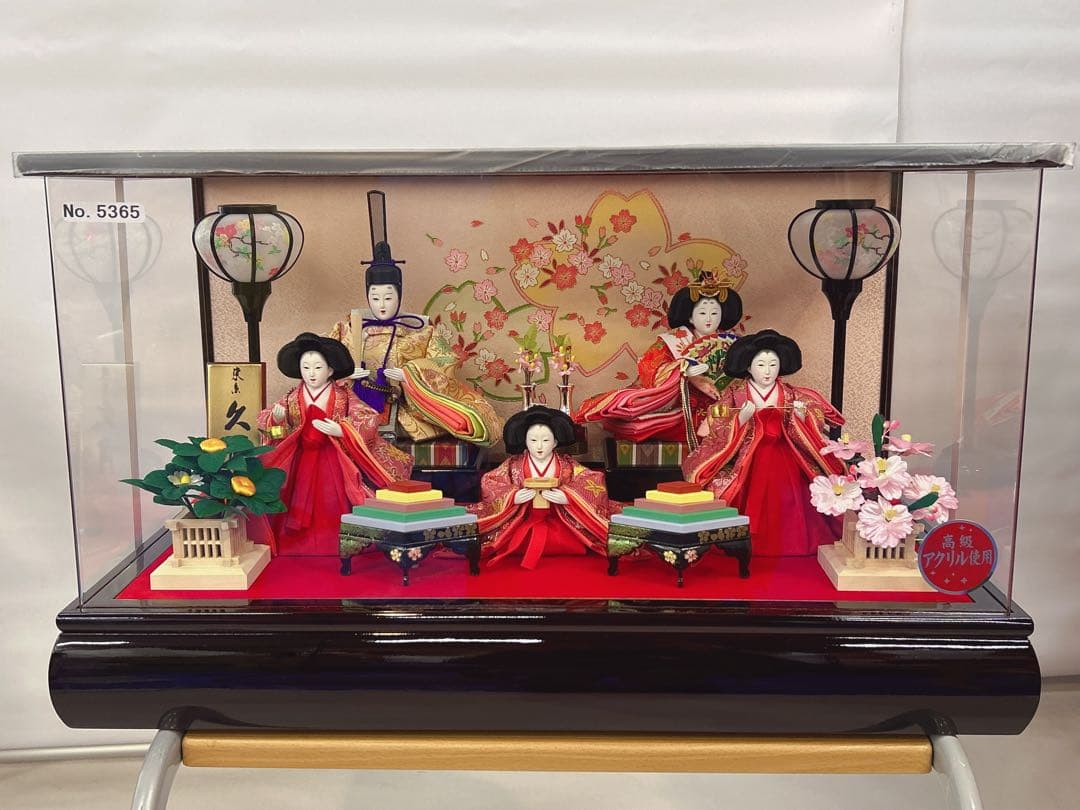 ひな人形セット 5体 赤と黒