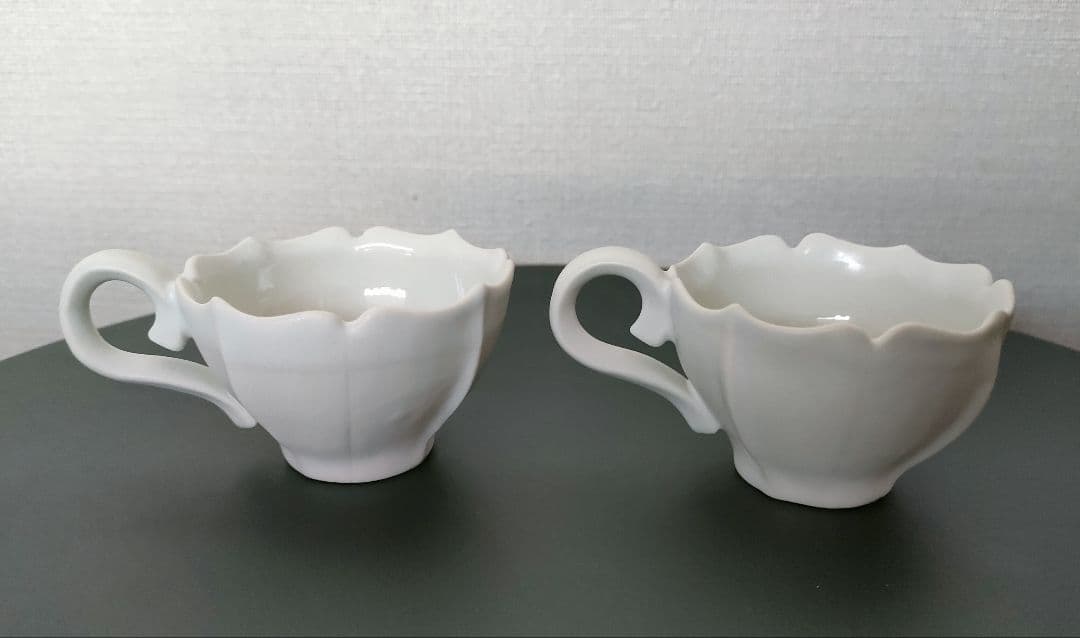 未使用 臼杵焼 カップ 2個 エスプレッソ 菱花 ペア ホワイト