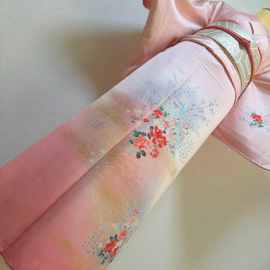 28 訪問着フルセット 正絹 ピンク 桃