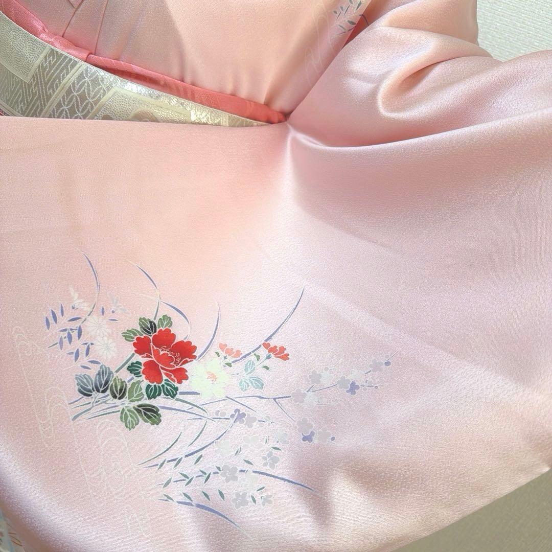 28 訪問着フルセット 正絹 ピンク 桃