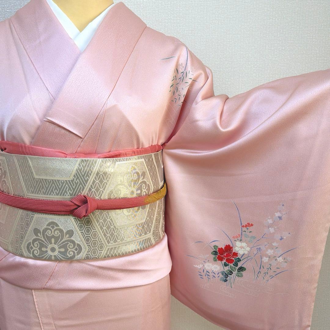 28 訪問着フルセット 正絹 ピンク 桃