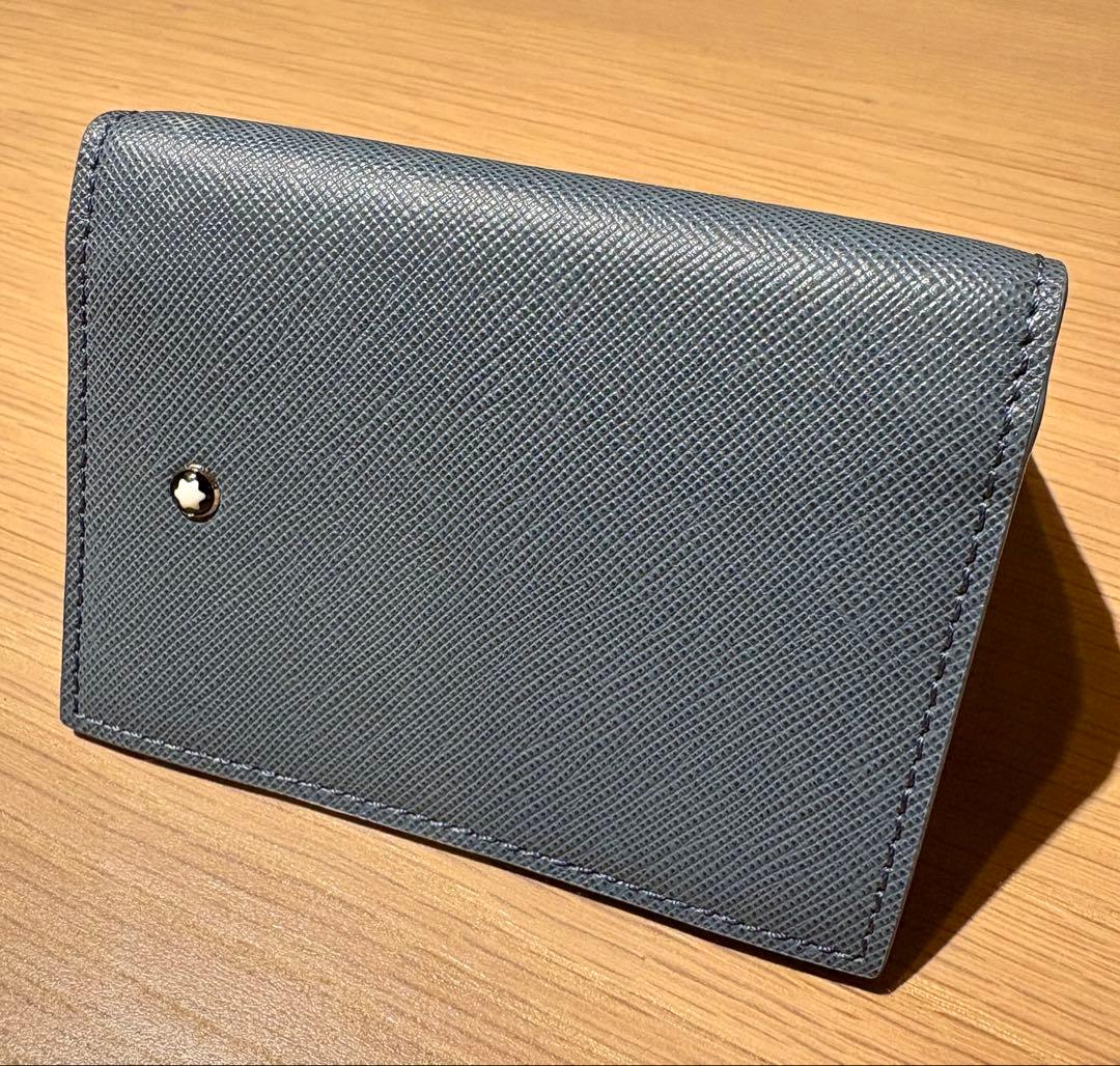 【美品】MONTBLANC モンブラン 名刺入れ レザー デニムブルー 本体のみ