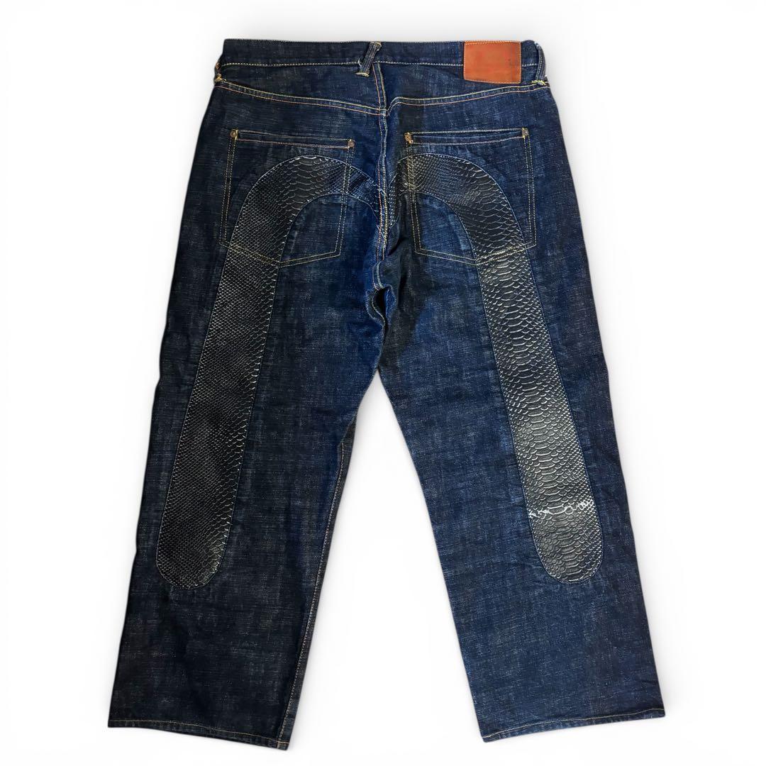 戸*妹様 EVISU エビス 大黒 レザー ブラック ビックカモメ 赤耳 W36