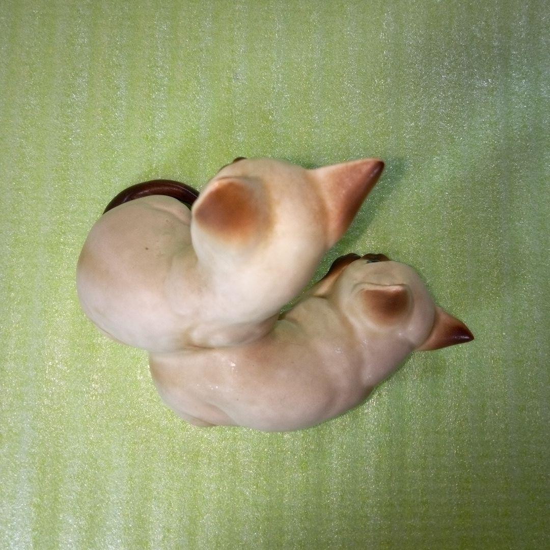 アンティークな猫の置物　仲良し　兄弟？　シャム猫？　ポインテッド？　レア　希少