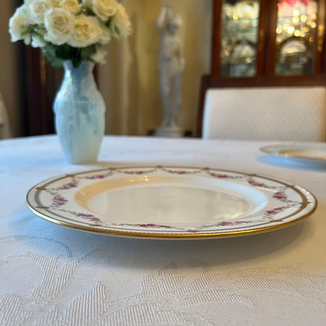 【ローズ ガーランド】美品 英国アンティーク エインズレイ　金彩　大皿　2枚