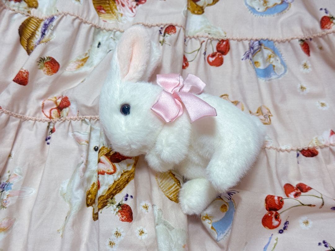 ピンクハウス うさぎコサージュ ホワイト リボン付 美品