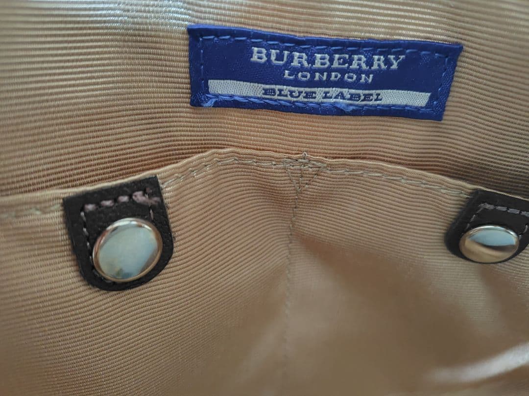 希少　バーバリーブルーレーベル　チェック柄ハンドバッグ　ピンク