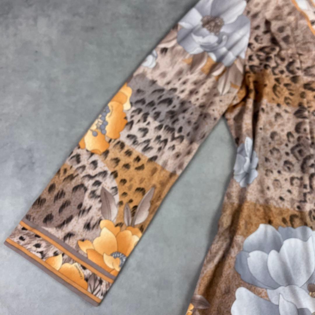 LEONARD レオナール 総柄カーディガン 42 大きいサイズ カンカン 花柄