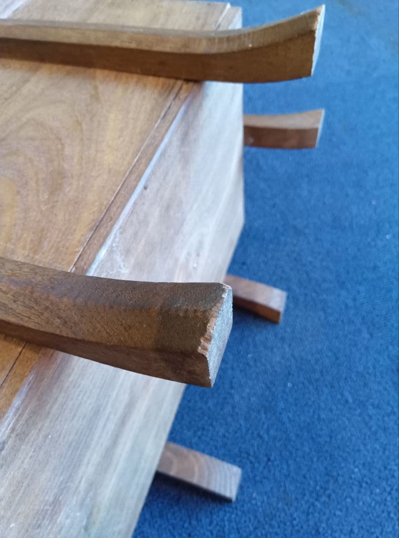 木製脚付き収納箱　蓋・中蓋２枚付　ヴィンテージ